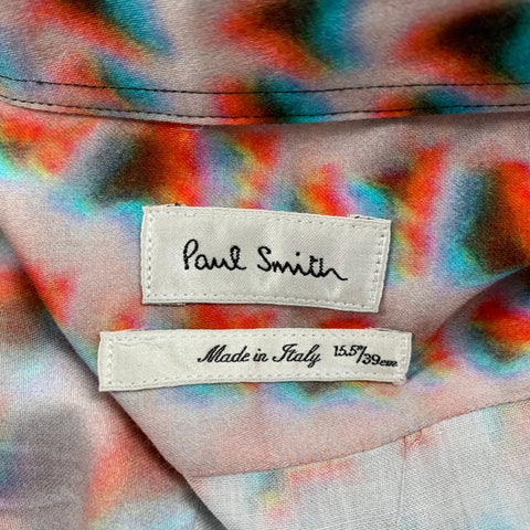 PAUL SMITH Size S Blue & Orange Print Cotton Button Up Long Sleeve Shirt