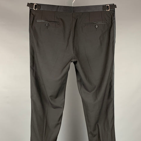 DOLCE & GABBANA Size 34 Black Wool Side Tabs Dress Pants