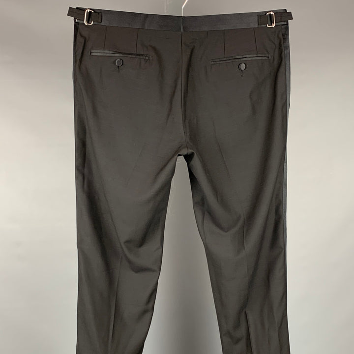 DOLCE &amp; GABBANA Talla 34 Pantalón de vestir con lengüetas laterales de lana negro