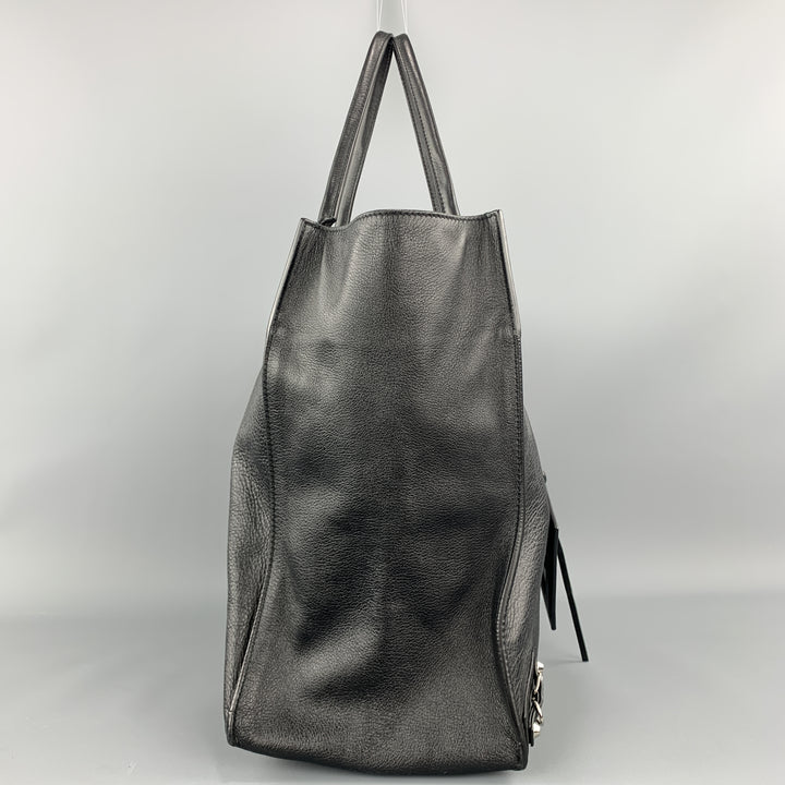 BALENCIAGA Black Textured Leather Large CITY Tote Handbag