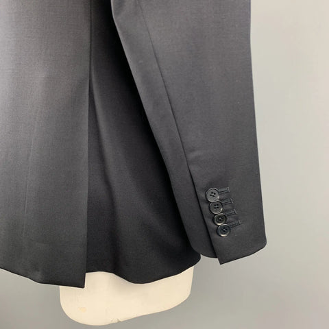 ISAIA 42 Long Black Wool Notch Lapel  Sport Coat ISAIA