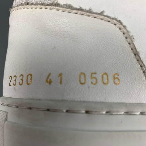 COMMON PROJECTS Size 8 White Mixed Materials Leather Low Top Sneakers