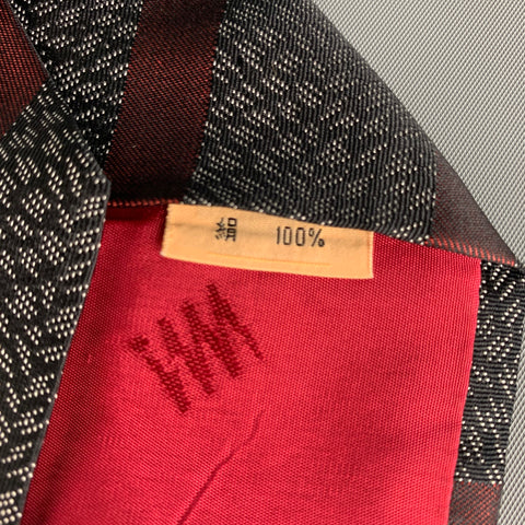 ISSEY MIYAKE Black Red Stripe Silk Tie