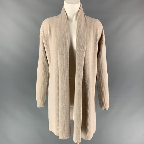 FALCONERI Size S Oatmeal Ribebd Cashmere Shawl Collar Cardigan