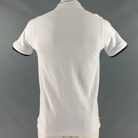 PSYCHO BUNNY Size L White Navy Embroidery Cotton Short Sleeve Polo