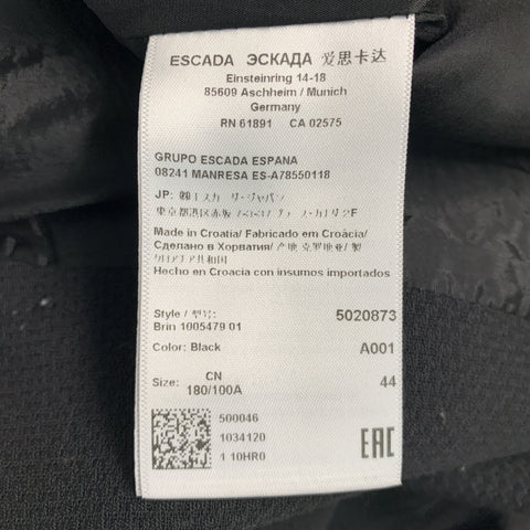 ESCADA Size 14 Black Cream Wool Eastane Color Block Jacket Blazer