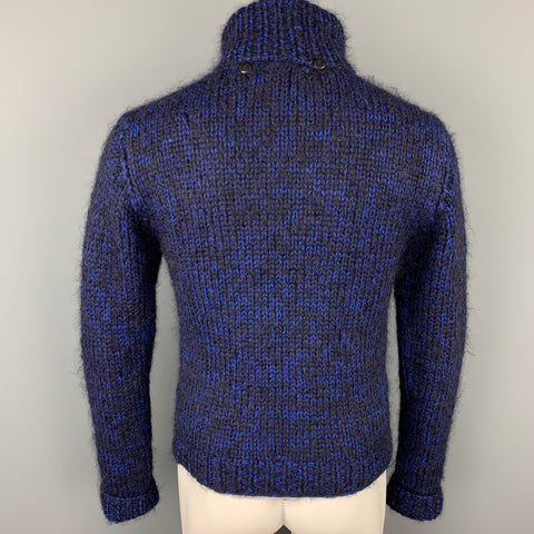 MARC by MARC JACOBS Size S Black & Blue Knitted Wool / Mohair Zip Up Cardigan