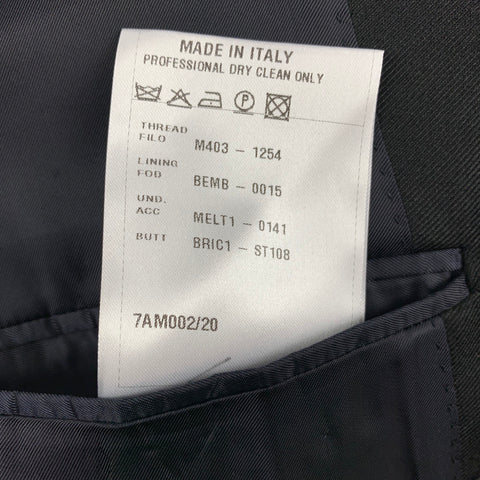 LANVIN Size 40 Regular Navy Black Wool Mohair Shawl Collar Suit