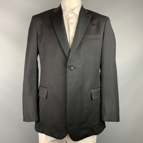 TODD SNYDER Size 44 Long Black Wool Peak Lapel Sport Coat