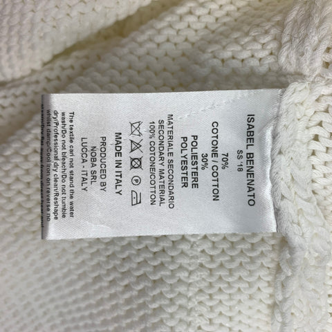 ISABEL BENENATO SS 18  Size L White Knitted Cotton / Polyester Crew-Neck Pullover