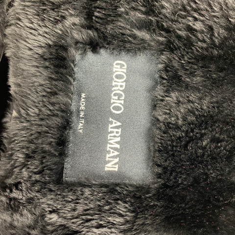 GIORGIO ARMANI Size 42 Black Stripe Nylon Notch Lapel Jacket