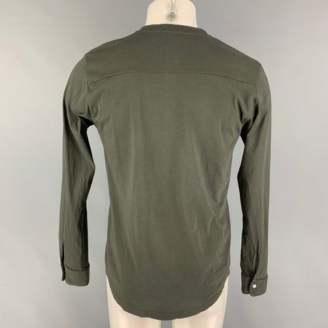 OFFICINA36 Size M Olive Cotton Henley T-shirt
