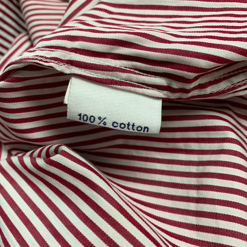 SUITSUPPLY Size M Red White Stripe Cotton Spread Collar Long Sleeve Shirt