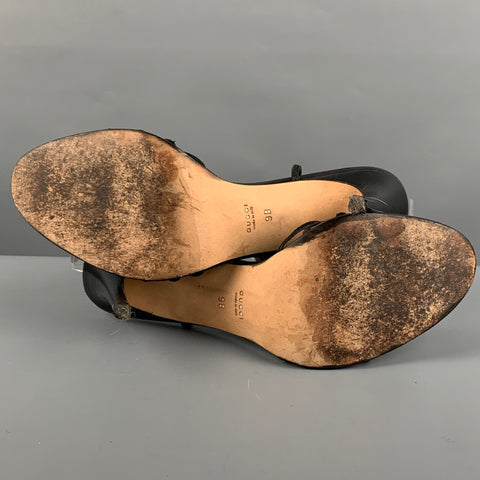 GUCCI Taille 9 Sandales à bride en cuir noir