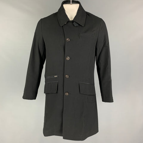 JOHN VARVATOS x CONVERSE Size M Black Lana Wool Ribbed Collar Coat