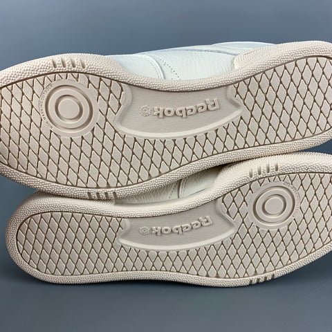 REEBOK Size 10.5 Off White Leather Lace Up Sneakers