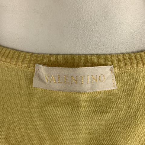 VALENTINO Size L Pastel Yellow Wool Blend Cropped Cardigan