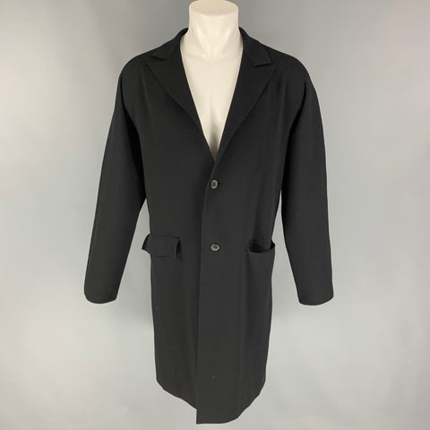 LANVIN Size 42 Black Wool Single Breasted Buttoned Coat