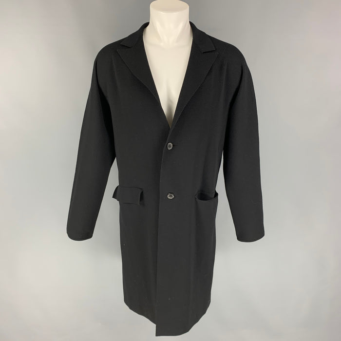 LANVIN Size 42 Black Wool Single Breasted Buttoned Coat