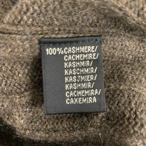 RALPH LAUREN Brown Cashmere Cable Knit Crew-Neck Sweater
