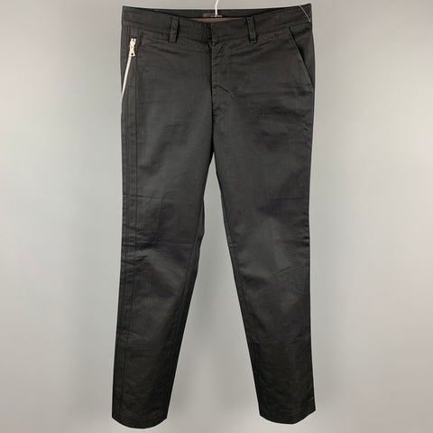 CROW Pantalones casuales con cremallera y bragueta de algodón negro talla M
