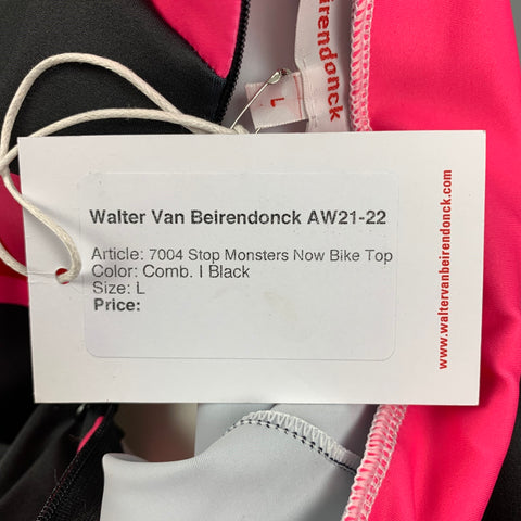 WALTER VAN BEIRENDONCK FW21 Size L Black Graphic Nylon Jersey Bike Top