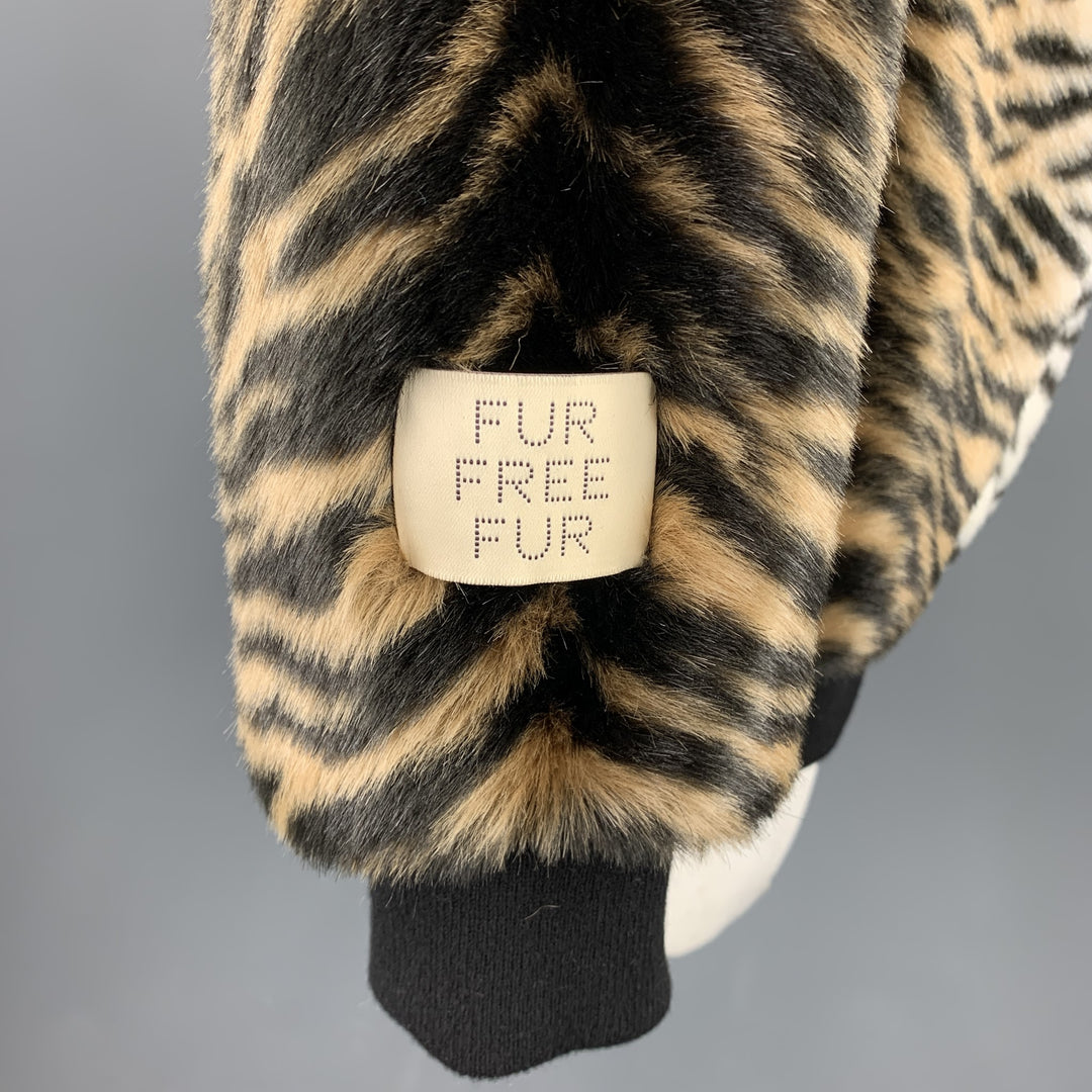 STELLA McCARTNEY Size S Black & Tan Tiger Faux Fur Jacket