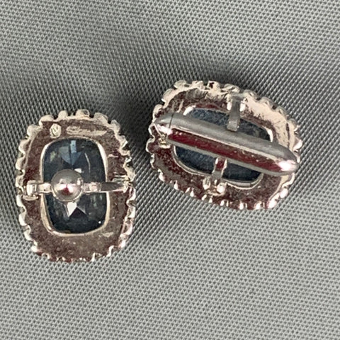 VINTAGE Blue Silver Crystal Cuff Links