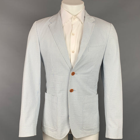 PS by PAUL SMITH Size 36 Light Blue & White Seersucker Sport Coat