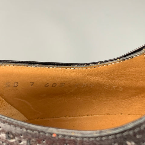 VALENTINO Size 10.5 Black Perforated Leather Wingtip Lace Up Shoes