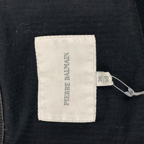 PIERRE BALMAIN Size 40 Black Coated Cotton Polyurethane Biker Vest