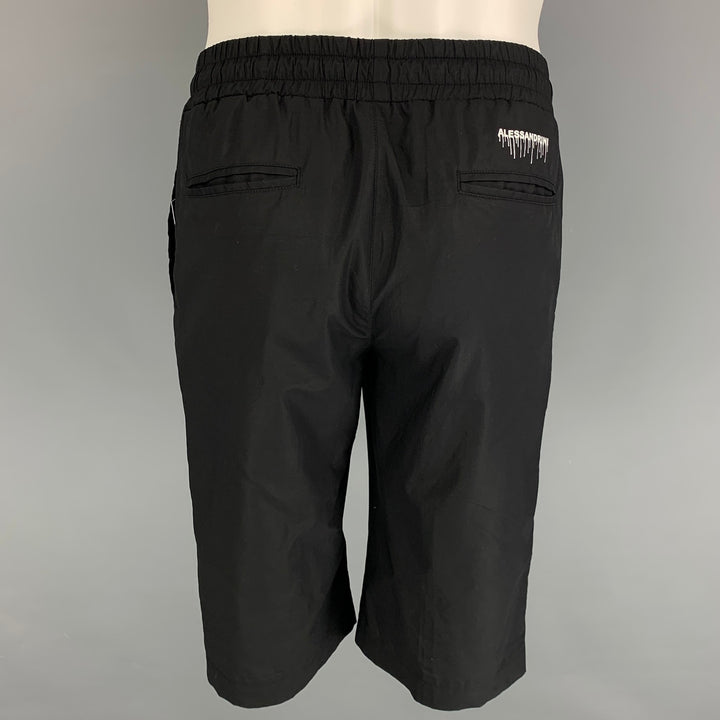 DANIELE ALESSANDRINI Size S Black Cotton Elastic Waistband Shorts