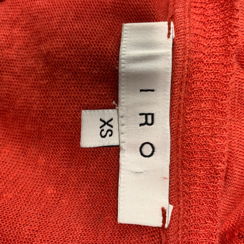 IRO Size XS Red Distressed Linen Crew-Neck T-shirt