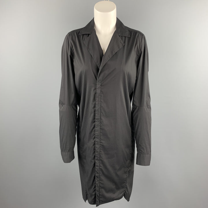 HELMUT LANG Size 6 Black Cotton Blend Hidden Zipper Shirt Dress