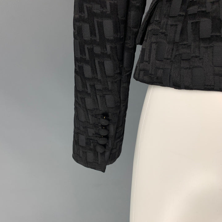 DOLCE & GABBANA Size 4 Black Jacquard Nylon / Silk Textured Jacket