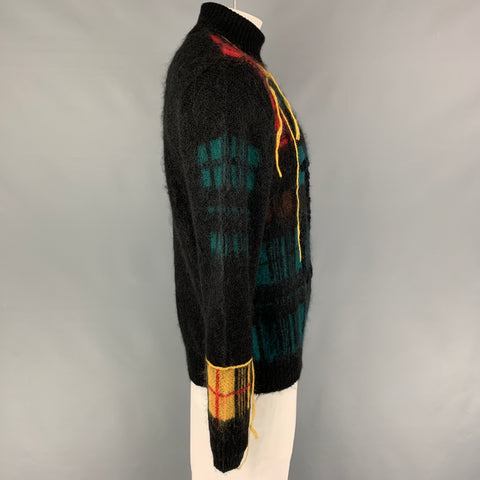 J.W.ANDERSON Size L Black Yellow Red Knit Mohair Blend Turtleneck Sweater