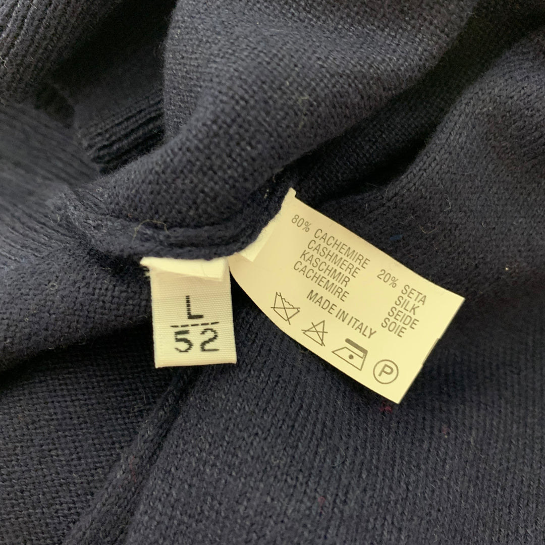 KITON Size L Navy Cashmere Silk V-Neck Cardigan