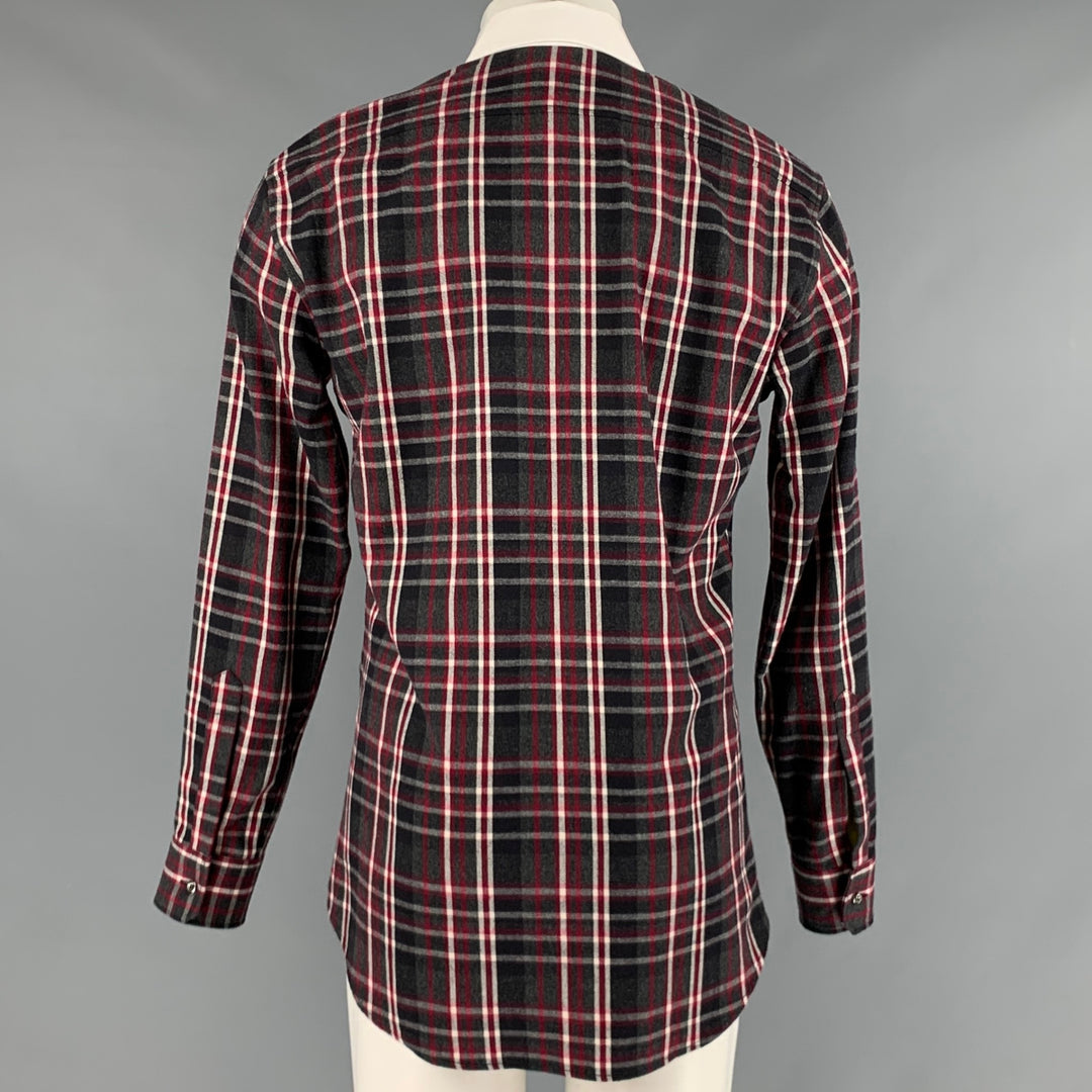 DSQUARED2 Size S Grey Black Red Plaid Cotton Tuxedo Long Sleeve Shirt