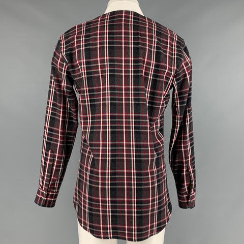 DSQUARED2 Taille S Chemise à manches longues en coton à carreaux gris noir rouge