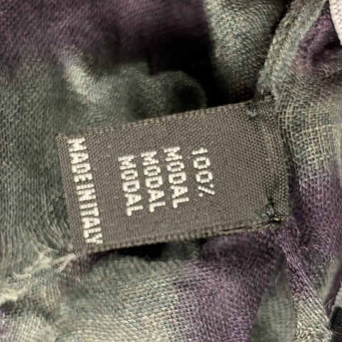 GALLIENI Gray Purple Wrinkled Modal Plaid Scarf