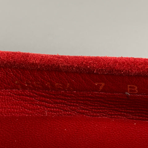 Vintage GUCCI Size 7 Red Navy Suede Ribbon Drivers Flats