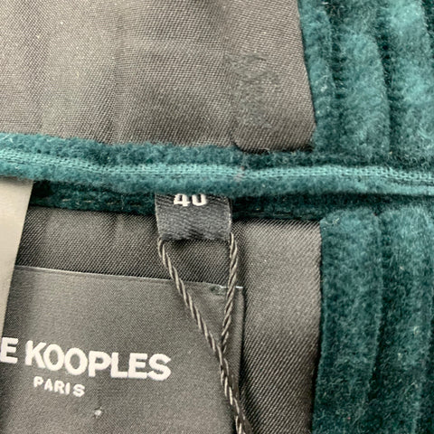 THE KOOPLES Size L Forest Green Cotton Corduroy Notch Lapel Coat