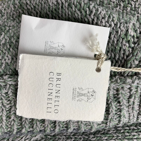 BRUNELLO CUCINELLI Size 42 Green & Light Grey Heather Cotton / Acrylic  Hooded Jacket