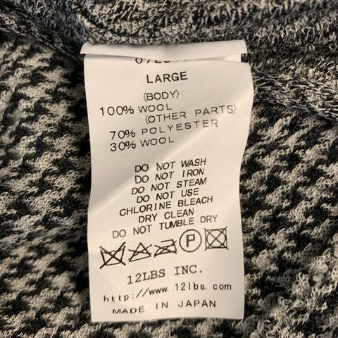 V :: ROOM Size L Black & Grey Houndstooth Wool Raglan Sleeves Pullover Sweater