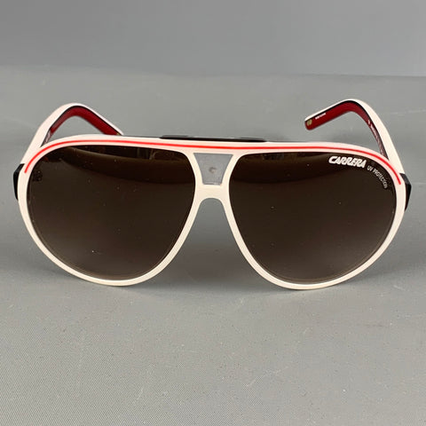 CARRERA GRAND PRIX White Red Stripe Acetate Sunglasses