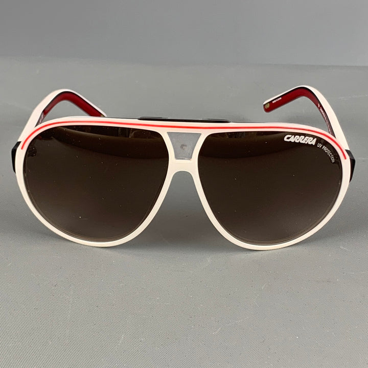 CARRERA GRAND PRIX White Red Stripe Acetate Sunglasses