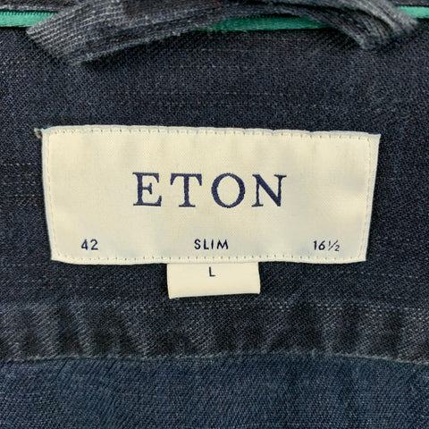 ETON Camisa Manga Larga Algodón Indigo Talla L