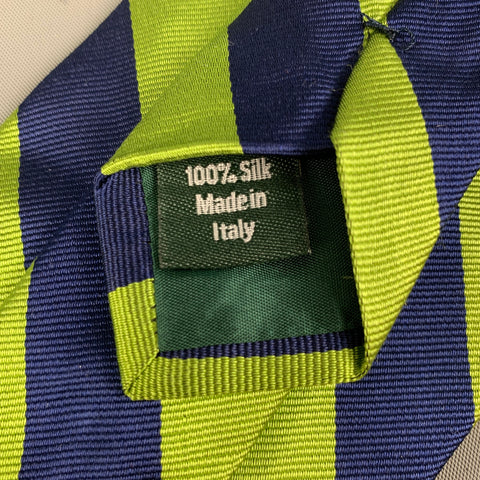J CREW Green &  Navy Stripe Silk Tie