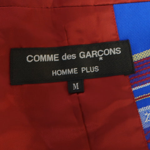 COMME des GARCONS HOMME PLUS M Blue Red Pink & Green Mixed Plaid Wool Sport Coat