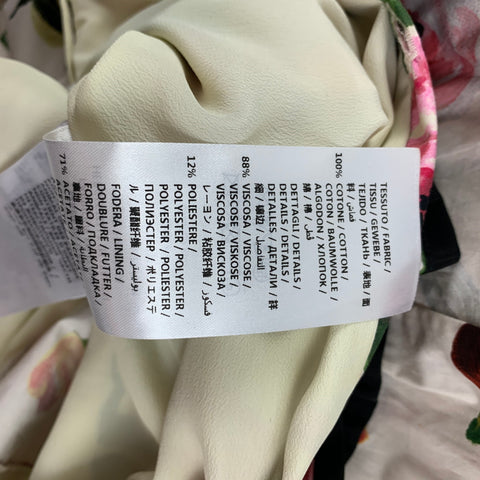 GUCCI Size 2 Beige Floral Cotton Ruffle Pussy Bow Cocktail Dress